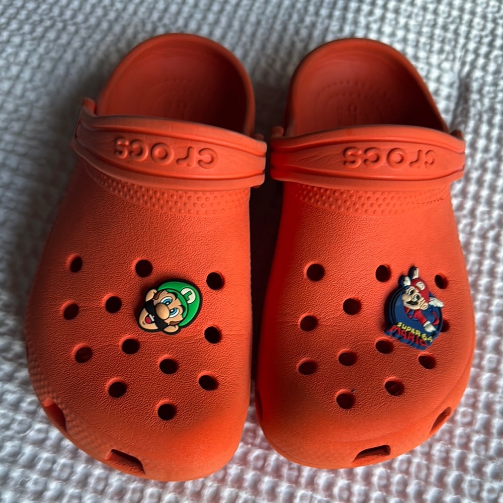 CROCS Orange Sandals with Perforated Upper and Heel Strap